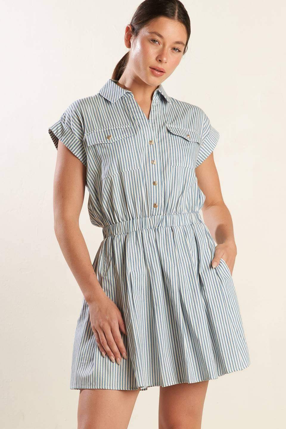 CHAMPAGNE TOAST WOVEN MINI DRESS - Flying Tomato - Flyclothing LLC