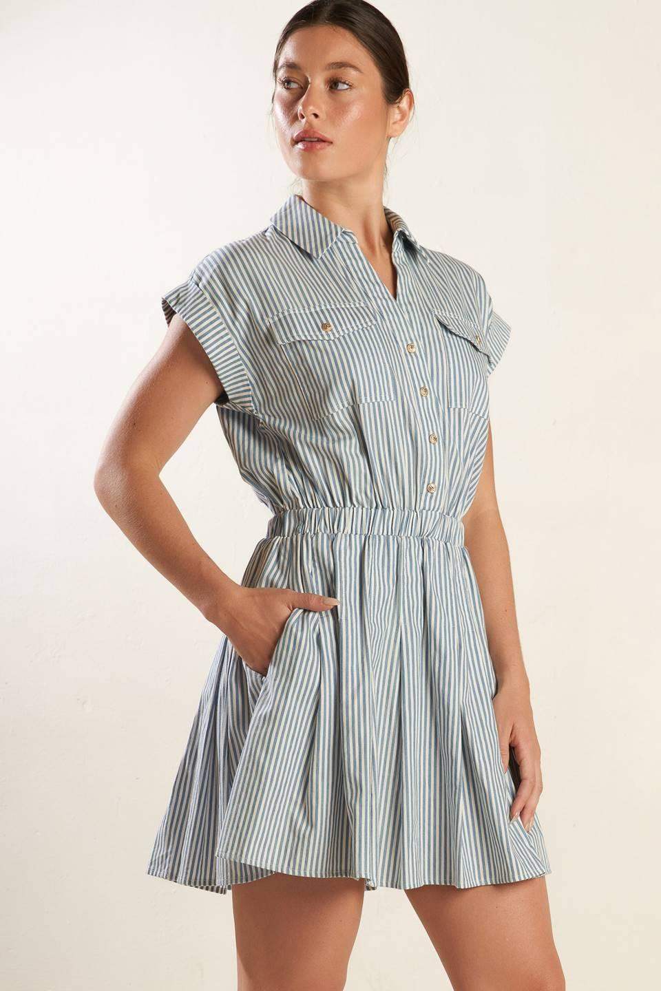 CHAMPAGNE TOAST WOVEN MINI DRESS - Flying Tomato - Flyclothing LLC