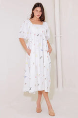 THE WORLD IS YOURS WOVEN MIDI DRESS - Flying Tomato - Flyclothing LLC