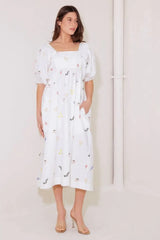 THE WORLD IS YOURS WOVEN MIDI DRESS - Flying Tomato - Flyclothing LLC