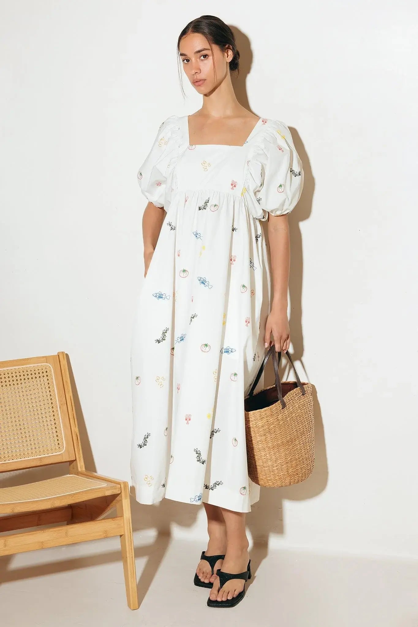 THE WORLD IS YOURS WOVEN MIDI DRESS - Flying Tomato - Flyclothing LLC