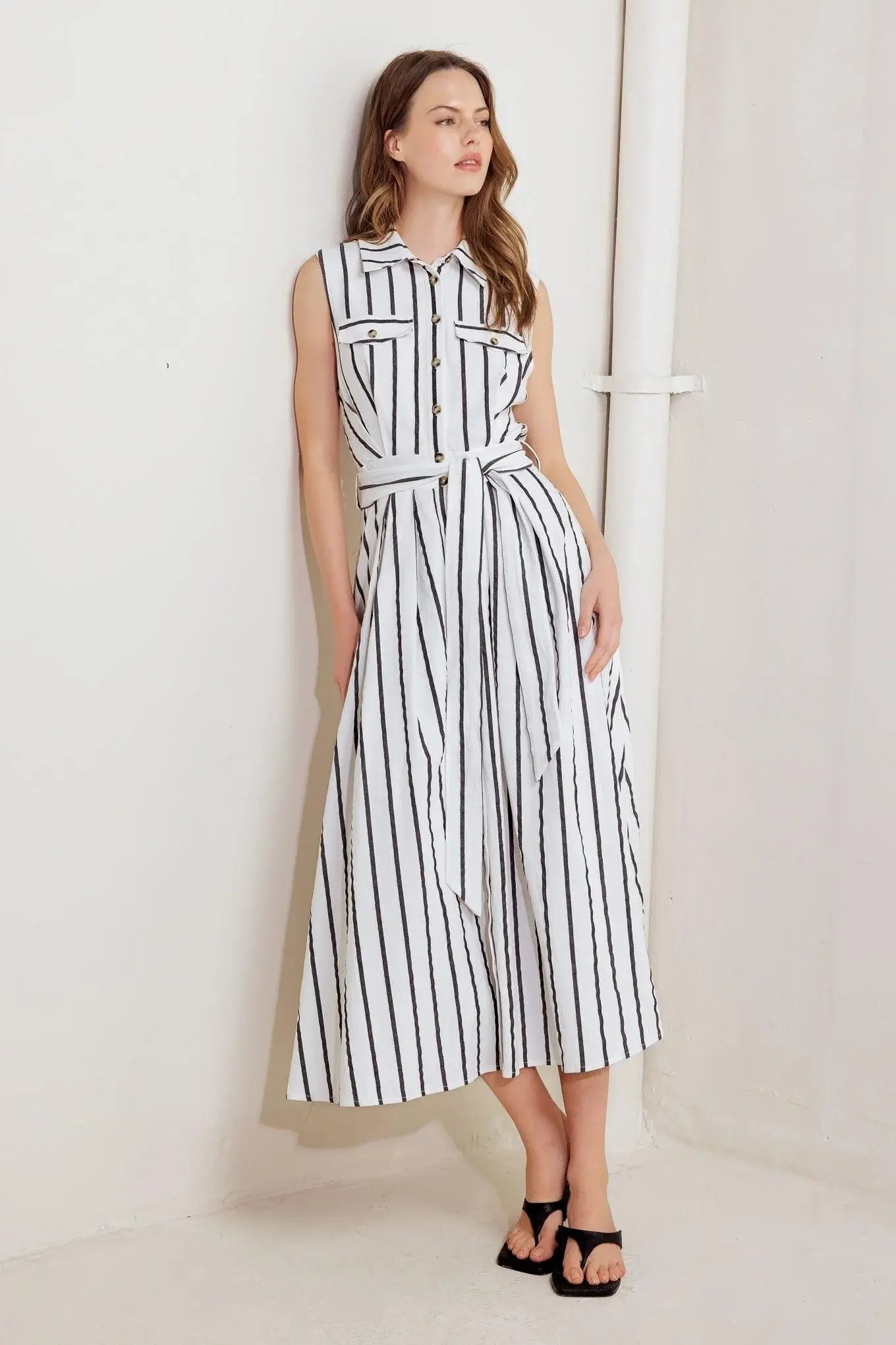 HUGS & VANILLA CLOUDS WOVEN MIDI DRESS - Flying Tomato - Flyclothing LLC