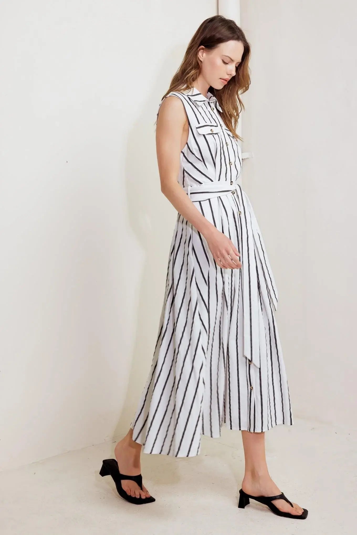 HUGS & VANILLA CLOUDS WOVEN MIDI DRESS - Flying Tomato - Flyclothing LLC