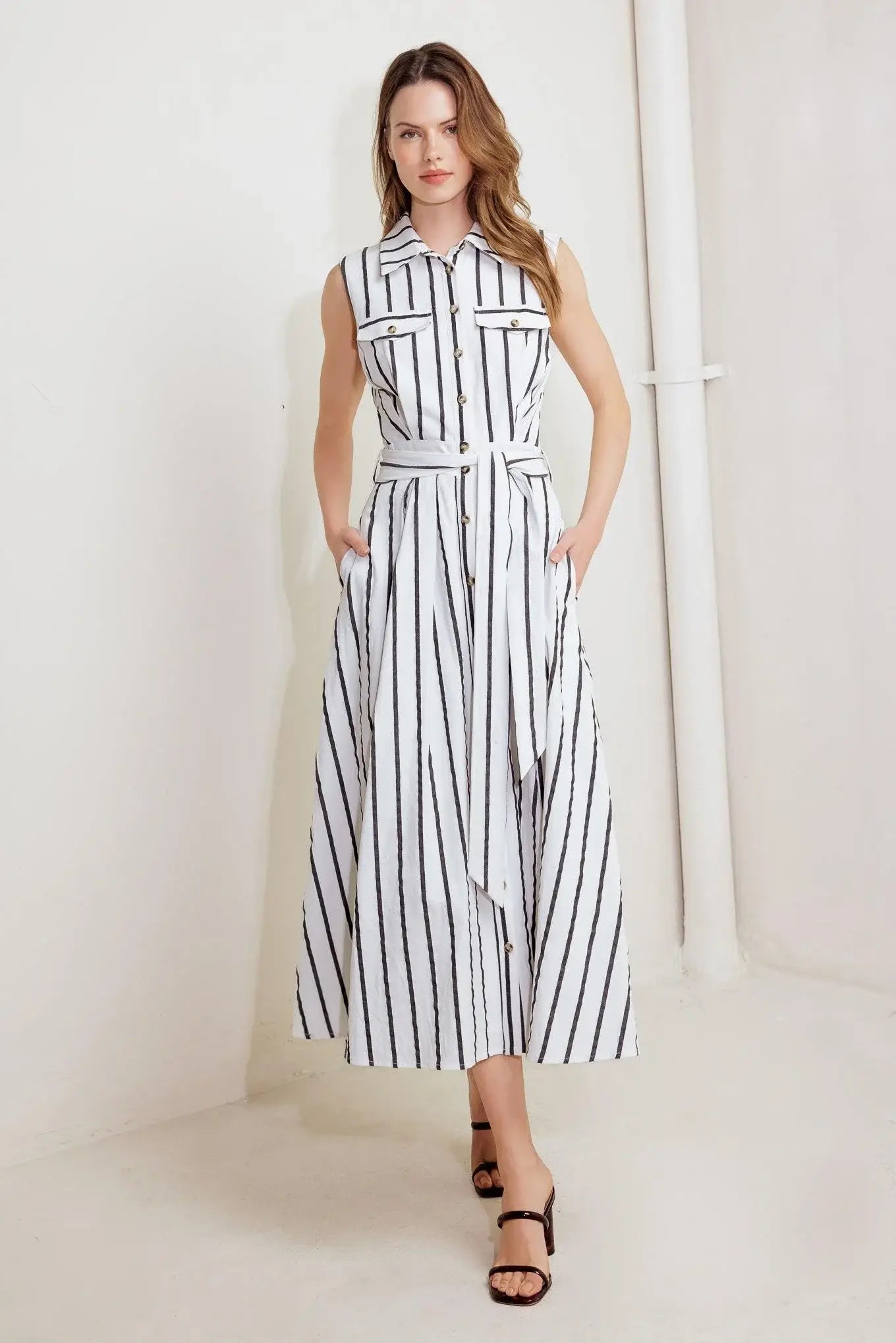 HUGS & VANILLA CLOUDS WOVEN MIDI DRESS - Flying Tomato - Flyclothing LLC