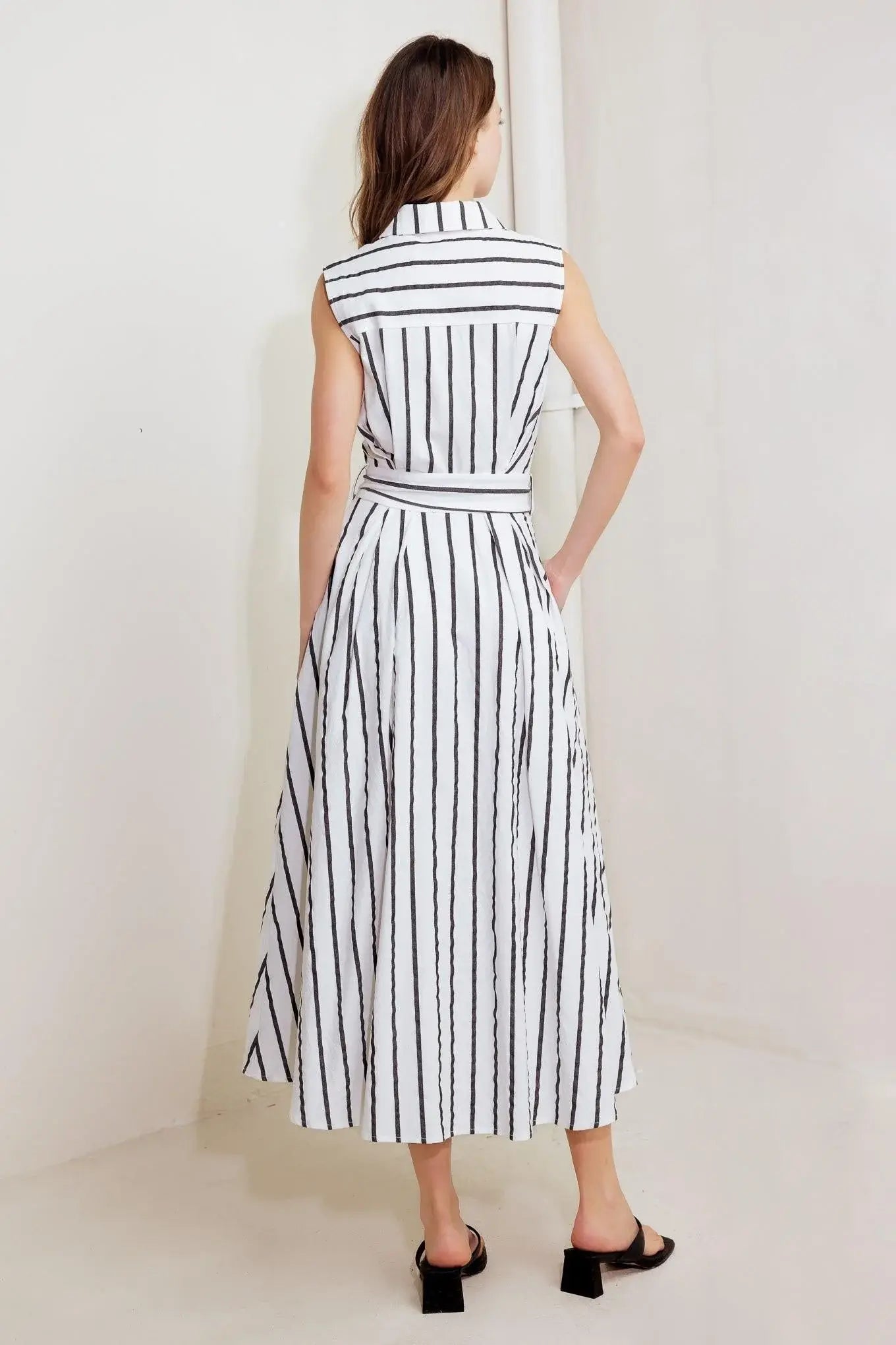 HUGS & VANILLA CLOUDS WOVEN MIDI DRESS - Flying Tomato - Flyclothing LLC