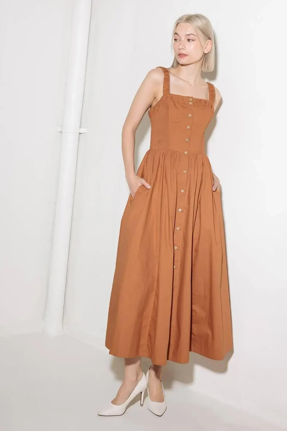 SOAK IN THE SUNSET WOVEN MIDI DRESS - Flying Tomato - Flyclothing LLC