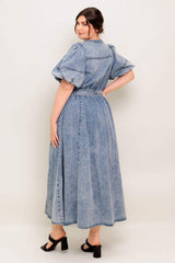 BAREFORM LIGHT DENIM MIDI DRESS - Flying Tomato - Flyclothing LLC