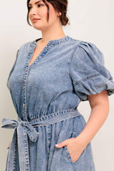 BAREFORM LIGHT DENIM MIDI DRESS - Flying Tomato - Flyclothing LLC