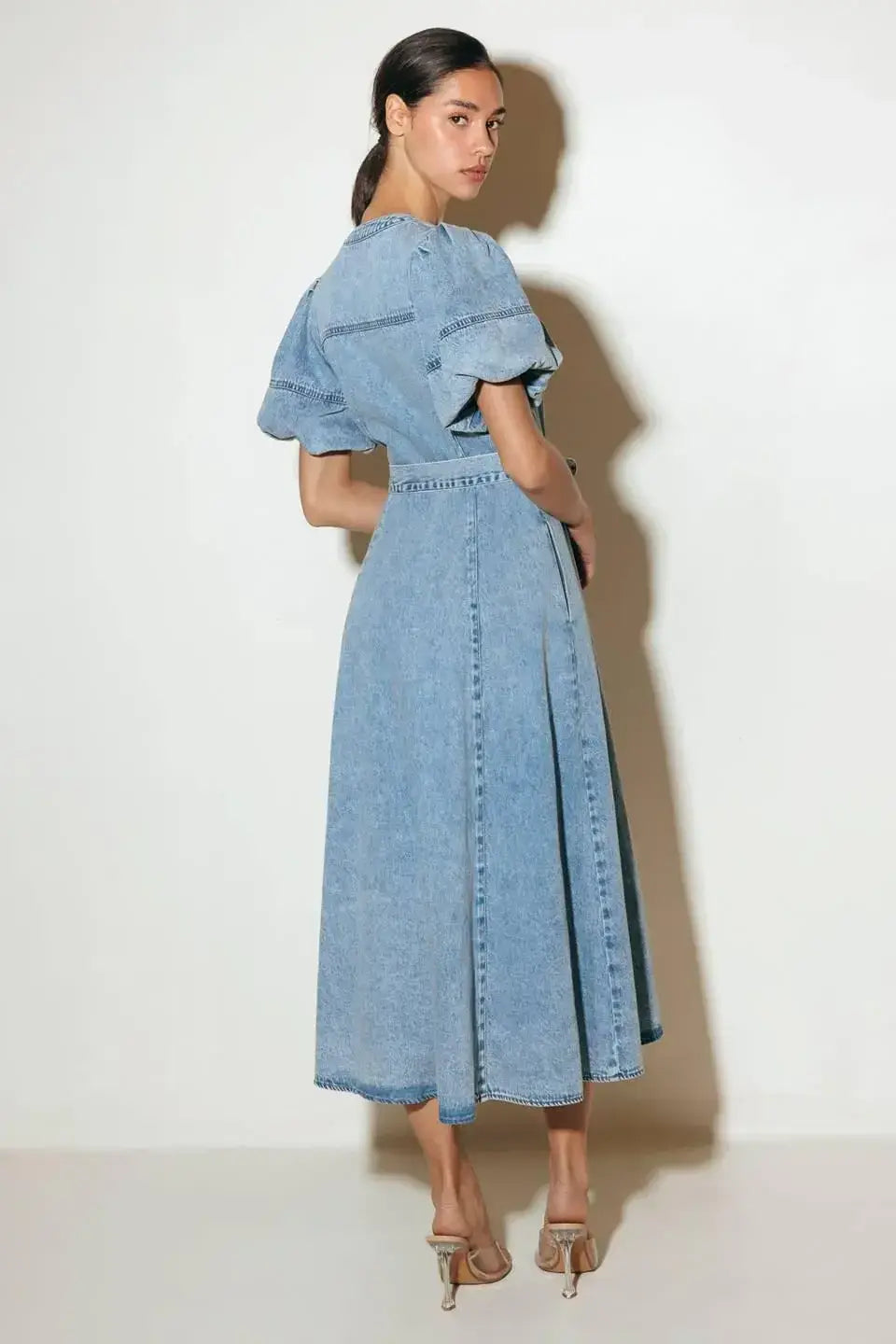 BAREFORM LIGHT DENIM MIDI DRESS - Flying Tomato - Flyclothing LLC