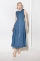 IRRESISTIBLY POISED DENIM MIDI DRESS - Flying Tomato - Flyclothing LLC