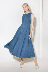 IRRESISTIBLY POISED DENIM MIDI DRESS - Flying Tomato - Flyclothing LLC