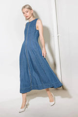 IRRESISTIBLY POISED DENIM MIDI DRESS - Flying Tomato - Flyclothing LLC