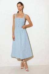 CAREFREE DAISY WOVEN MIDI DRESS - Flying Tomato - Flyclothing LLC