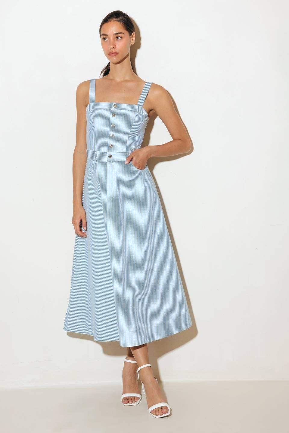 CAREFREE DAISY WOVEN MIDI DRESS - Flying Tomato - Flyclothing LLC