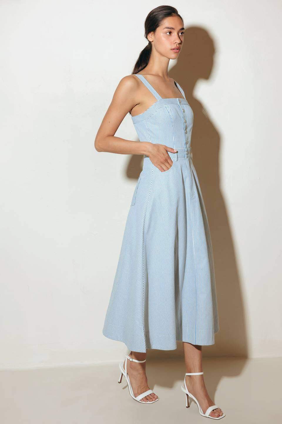 CAREFREE DAISY WOVEN MIDI DRESS - Flying Tomato - Flyclothing LLC