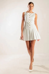NO COMPARISON WHITE WOVEN MINI DRESS - Flying Tomato - Flyclothing LLC