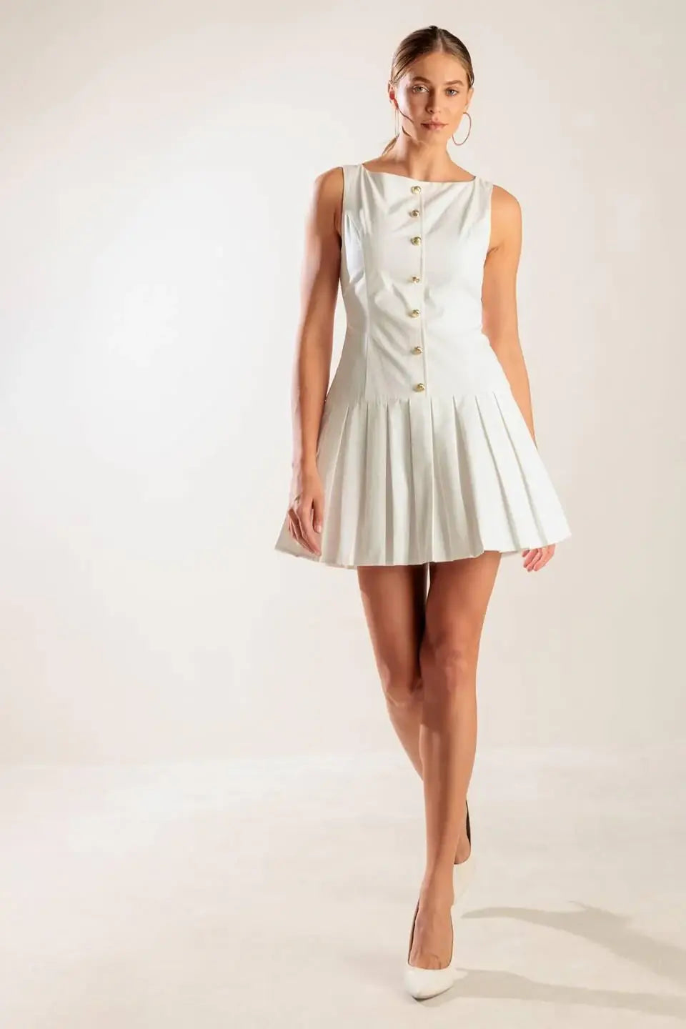 NO COMPARISON WHITE WOVEN MINI DRESS - Flying Tomato - Flyclothing LLC