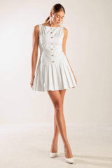 NO COMPARISON WHITE WOVEN MINI DRESS - Flying Tomato - Flyclothing LLC