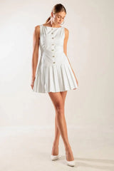 NO COMPARISON WHITE WOVEN MINI DRESS - Flying Tomato - Flyclothing LLC