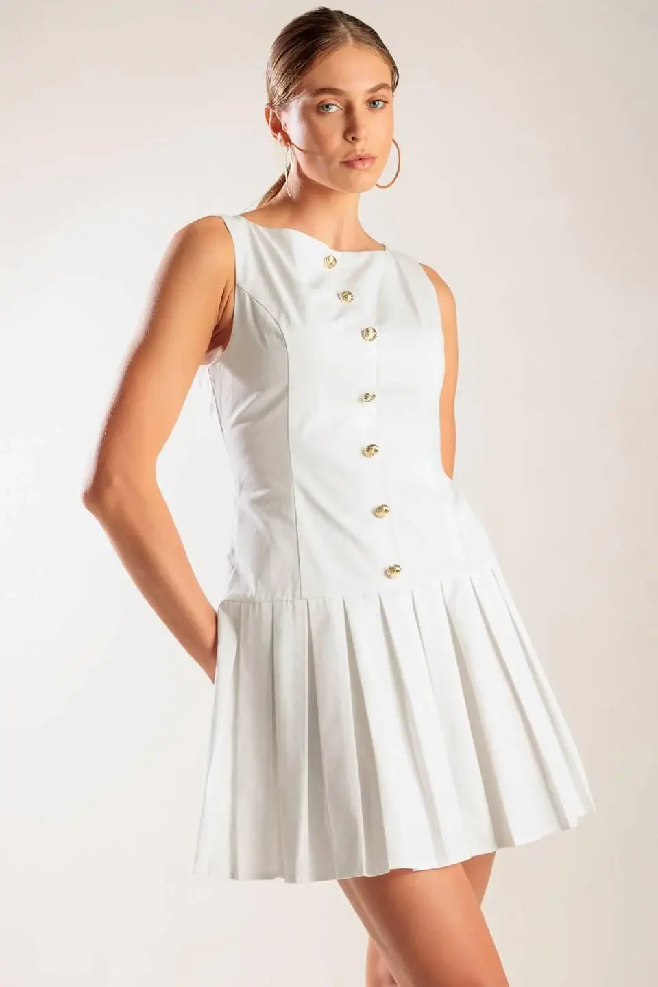 NO COMPARISON WHITE WOVEN MINI DRESS - Flying Tomato - Flyclothing LLC