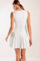 NO COMPARISON WHITE WOVEN MINI DRESS - Flying Tomato - Flyclothing LLC