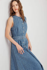 MIDNIGHT RODEO DENIM MIDI DRESS - Flying Tomato - Flyclothing LLC