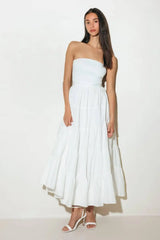 NEO BREEZE WHITE MIDI DRESS - Flying Tomato - Flyclothing LLC