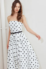 MONROE DOT WHITE WOVEN MIDI DRESS - Flying Tomato - Flyclothing LLC