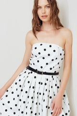 MONROE DOT WHITE WOVEN MIDI DRESS - Flying Tomato - Flyclothing LLC