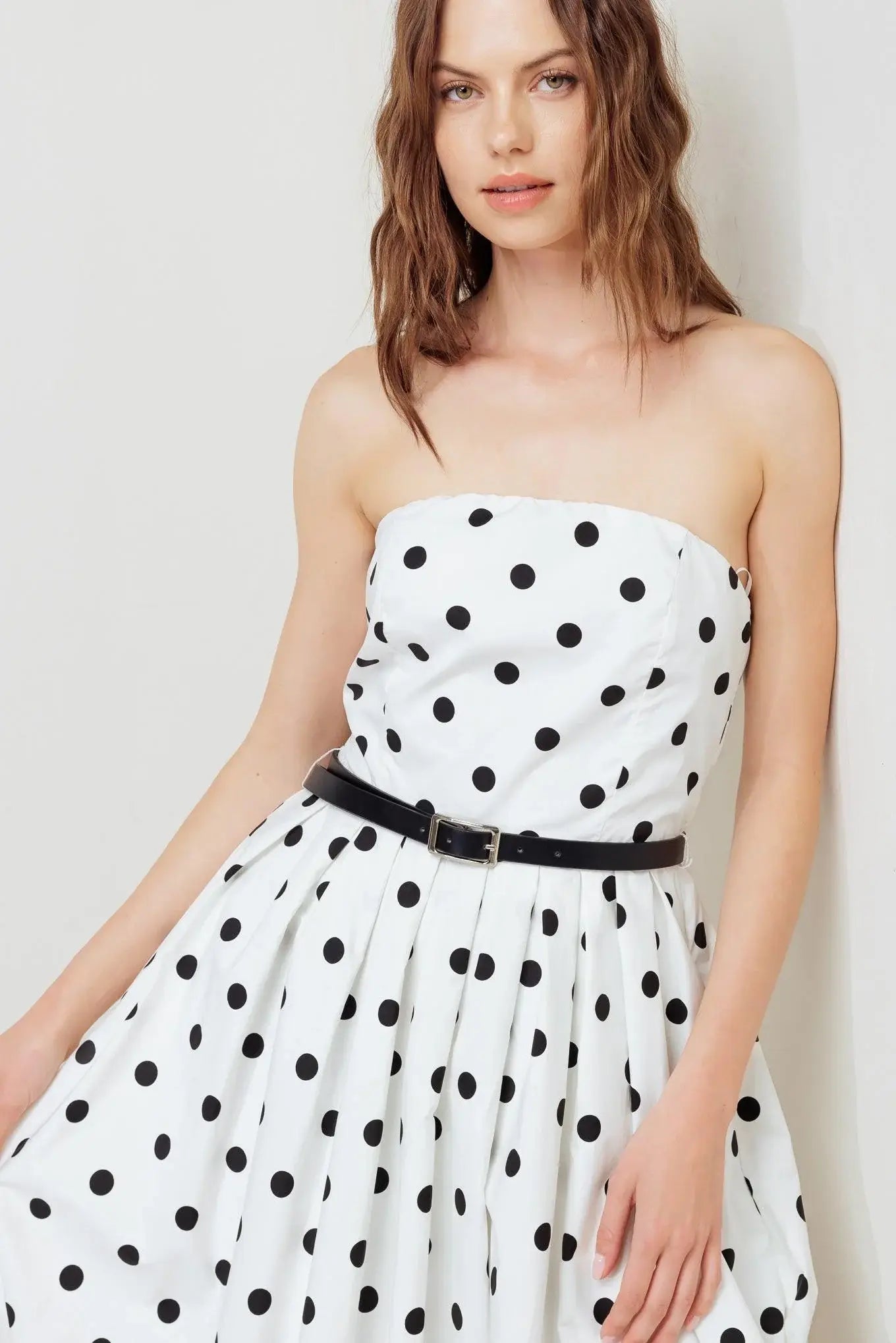 MONROE DOT WHITE WOVEN MIDI DRESS - Flying Tomato - Flyclothing LLC