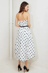 MONROE DOT WHITE WOVEN MIDI DRESS - Flying Tomato - Flyclothing LLC