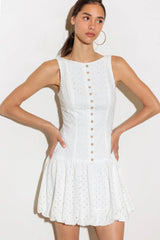 AT FIRST GLANCE WOVEN MINI DRESS - Flying Tomato - Flyclothing LLC