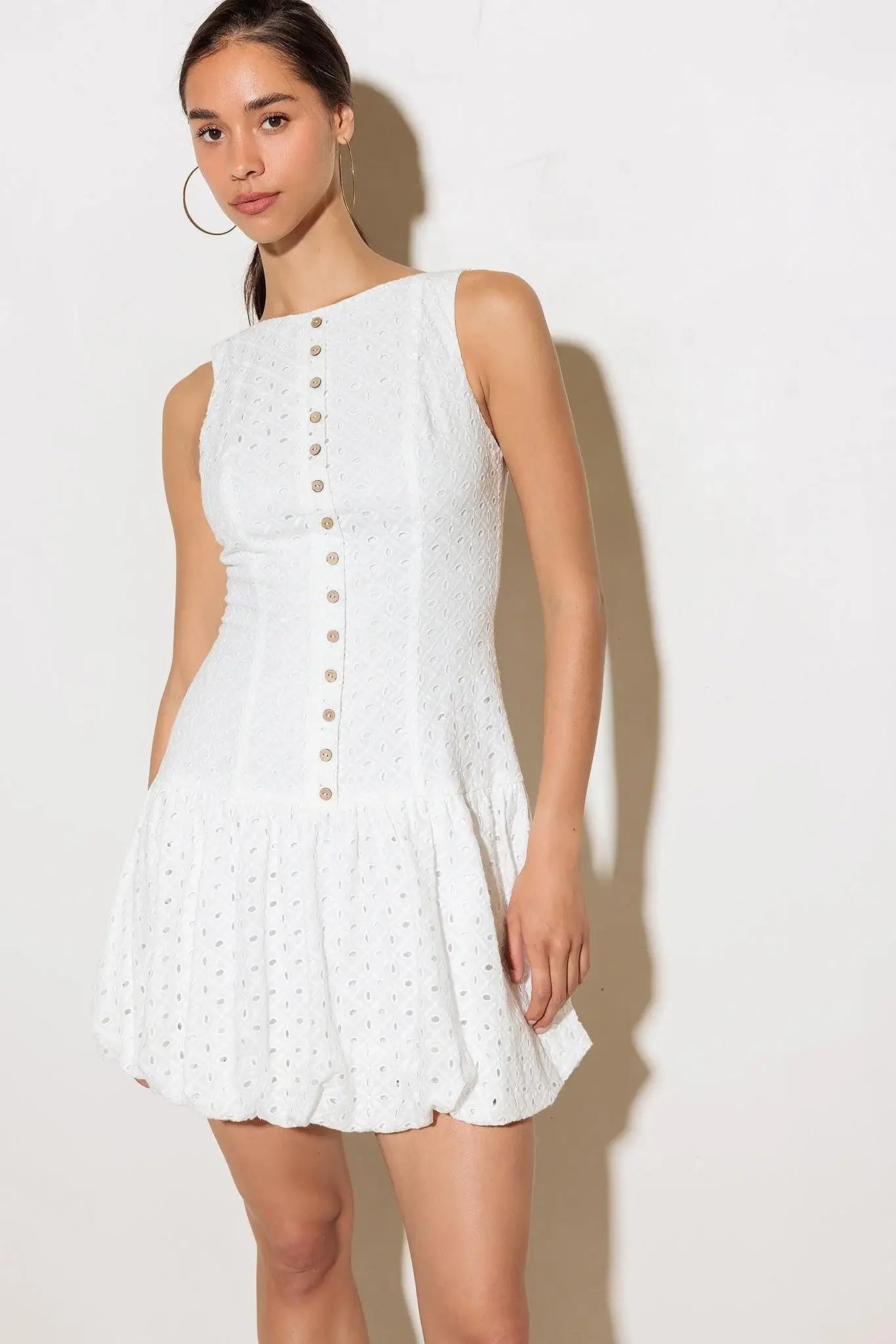AT FIRST GLANCE WOVEN MINI DRESS - Flying Tomato - Flyclothing LLC