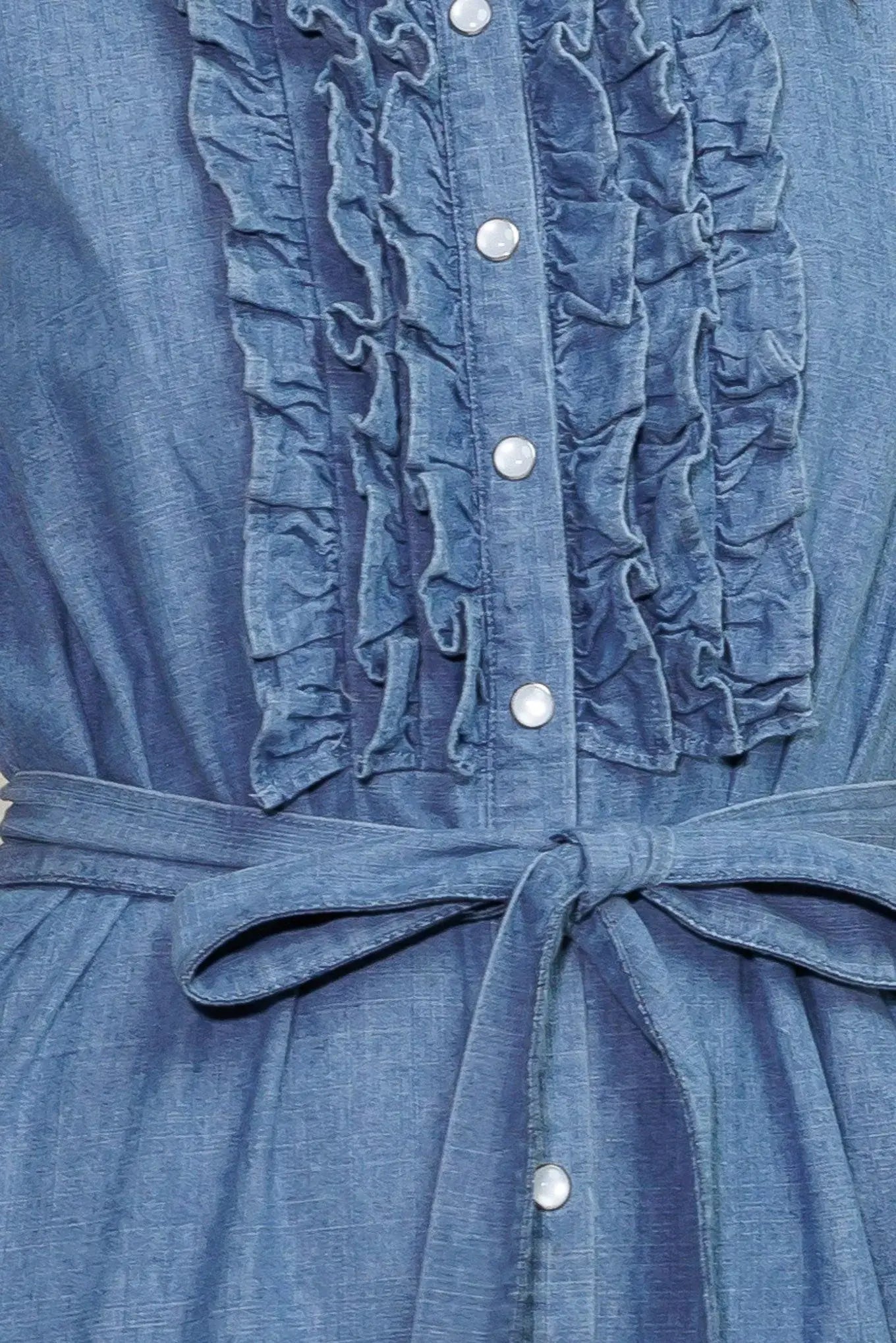 PETALS FALLING SLOWLY DENIM MIDI DRESS - Flying Tomato - Flyclothing LLC