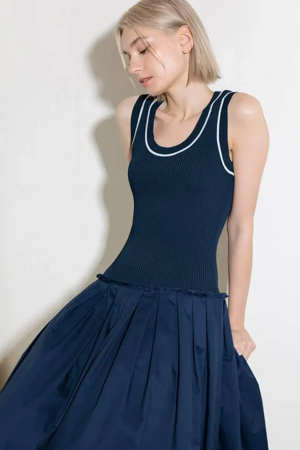 CELEBRATE EVERYDAY NAVY DRESS - Flying Tomato - Flyclothing LLC