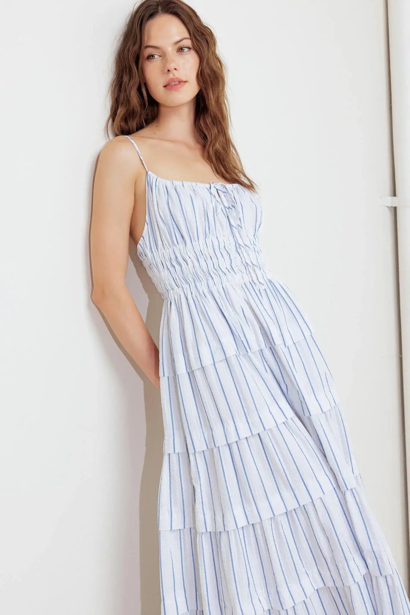 BREEZE NOTE WOVEN MIDI DRESS - Flying Tomato - Flyclothing LLC