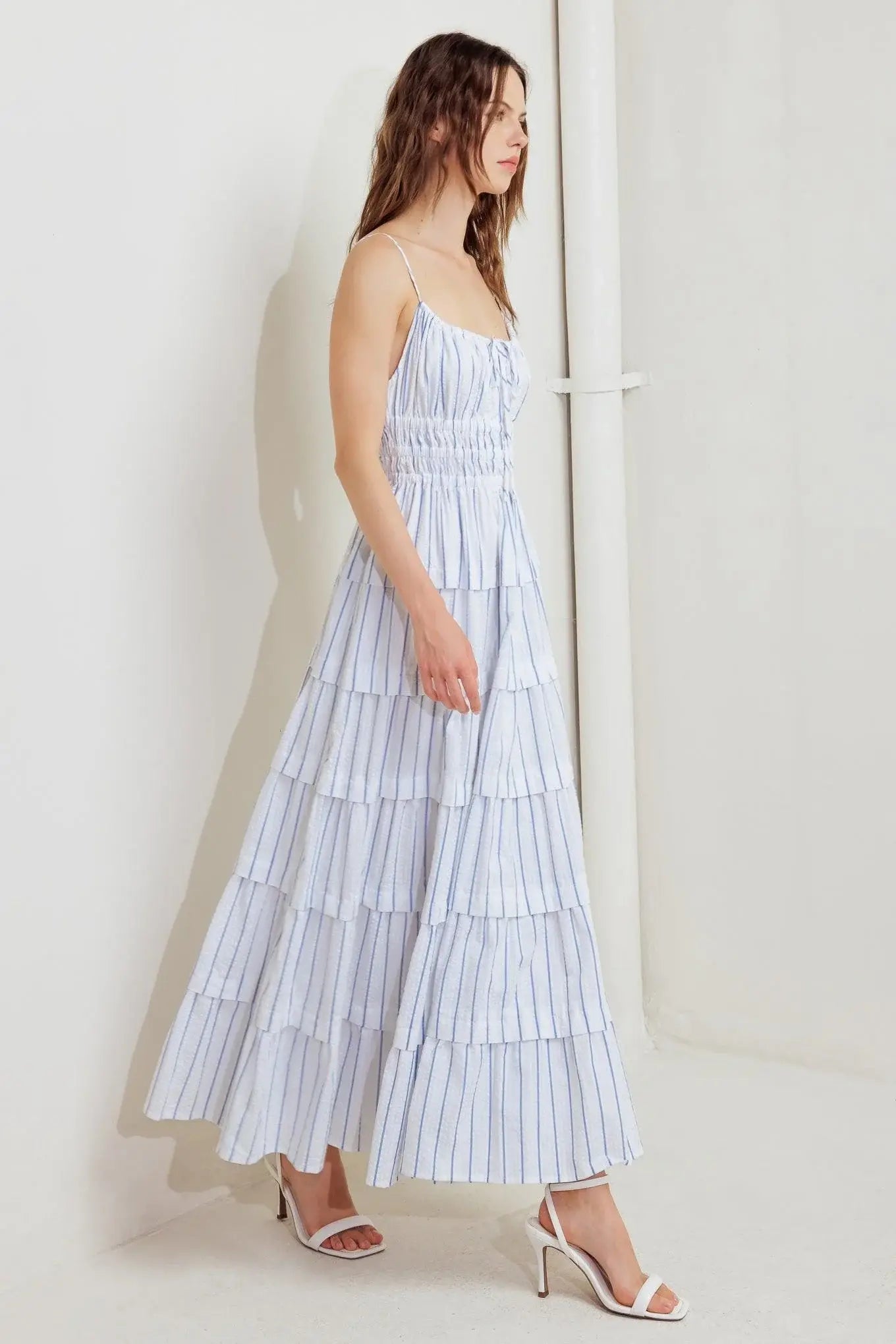 BREEZE NOTE WOVEN MIDI DRESS - Flying Tomato - Flyclothing LLC