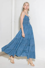 ETERNAL DESIRE DENIM MIDI DRESS - Flying Tomato - Flyclothing LLC