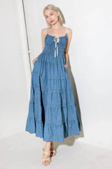 ETERNAL DESIRE DENIM MIDI DRESS - Flying Tomato - Flyclothing LLC