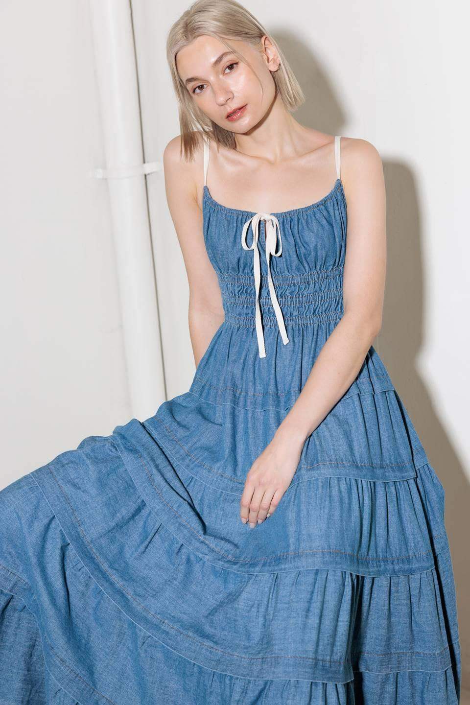 ETERNAL DESIRE DENIM MIDI DRESS - Flying Tomato - Flyclothing LLC