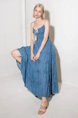 ETERNAL DESIRE DENIM MIDI DRESS - Flying Tomato - Flyclothing LLC