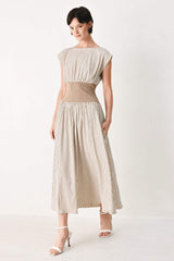 HAMPTONS MORNING STRIPE WOVEN MIDI DRESS - Flying Tomato - Flyclothing LLC