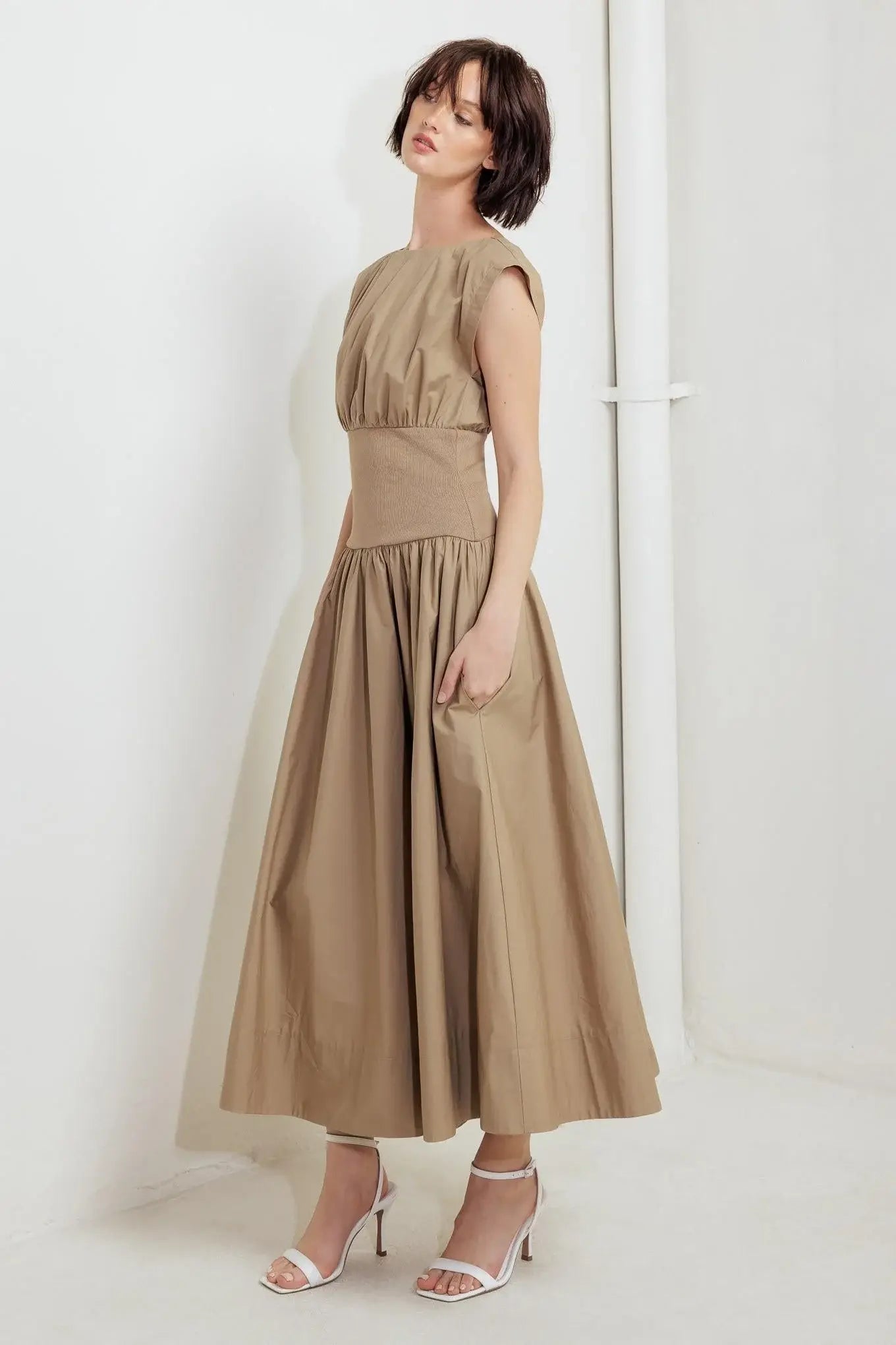 DREAMWEAVER ROMANTIC WOVEN MIDI DRESS - Flying Tomato - Flyclothing LLC