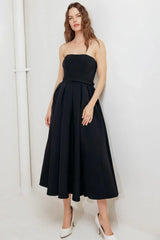 BLACK TIE MUSE WOVEN MIDI DRESS - Flying Tomato - Flyclothing LLC