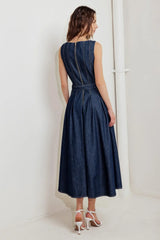 MOONLIGHT SERENADE DENIM MIDI DRESS - Flying Tomato - Flyclothing LLC
