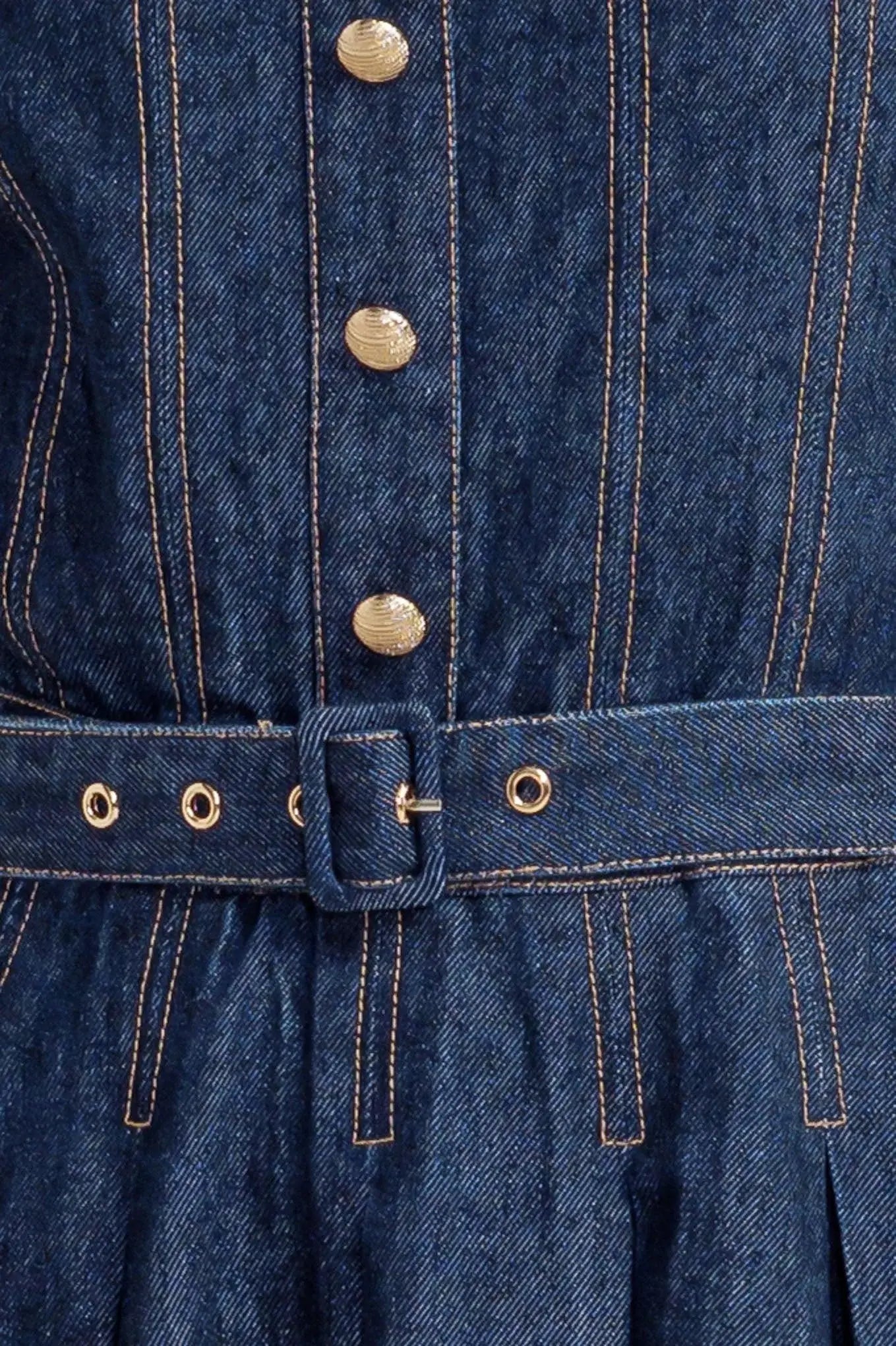 MOONLIGHT SERENADE DENIM MIDI DRESS - Flying Tomato - Flyclothing LLC
