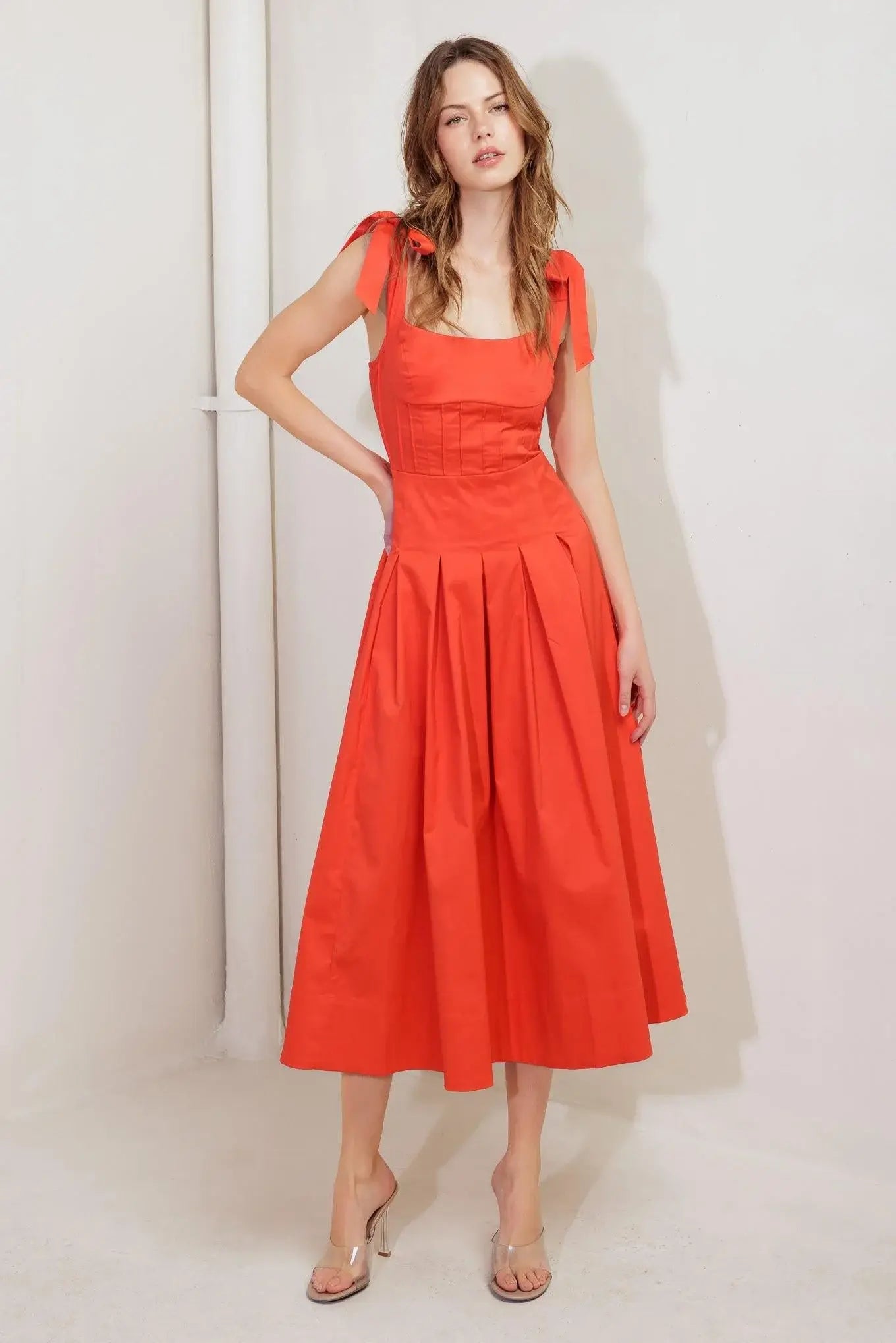 GENTLE SHADE WOVEN MIDI DRESS - Flying Tomato - Flyclothing LLC