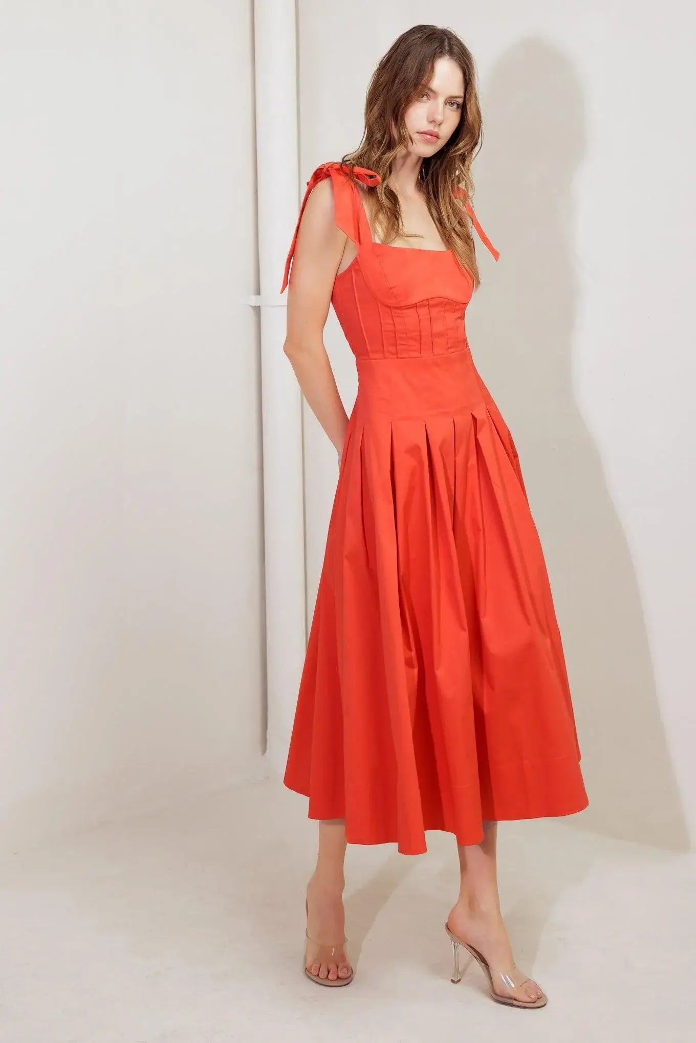 GENTLE SHADE WOVEN MIDI DRESS - Flying Tomato - Flyclothing LLC