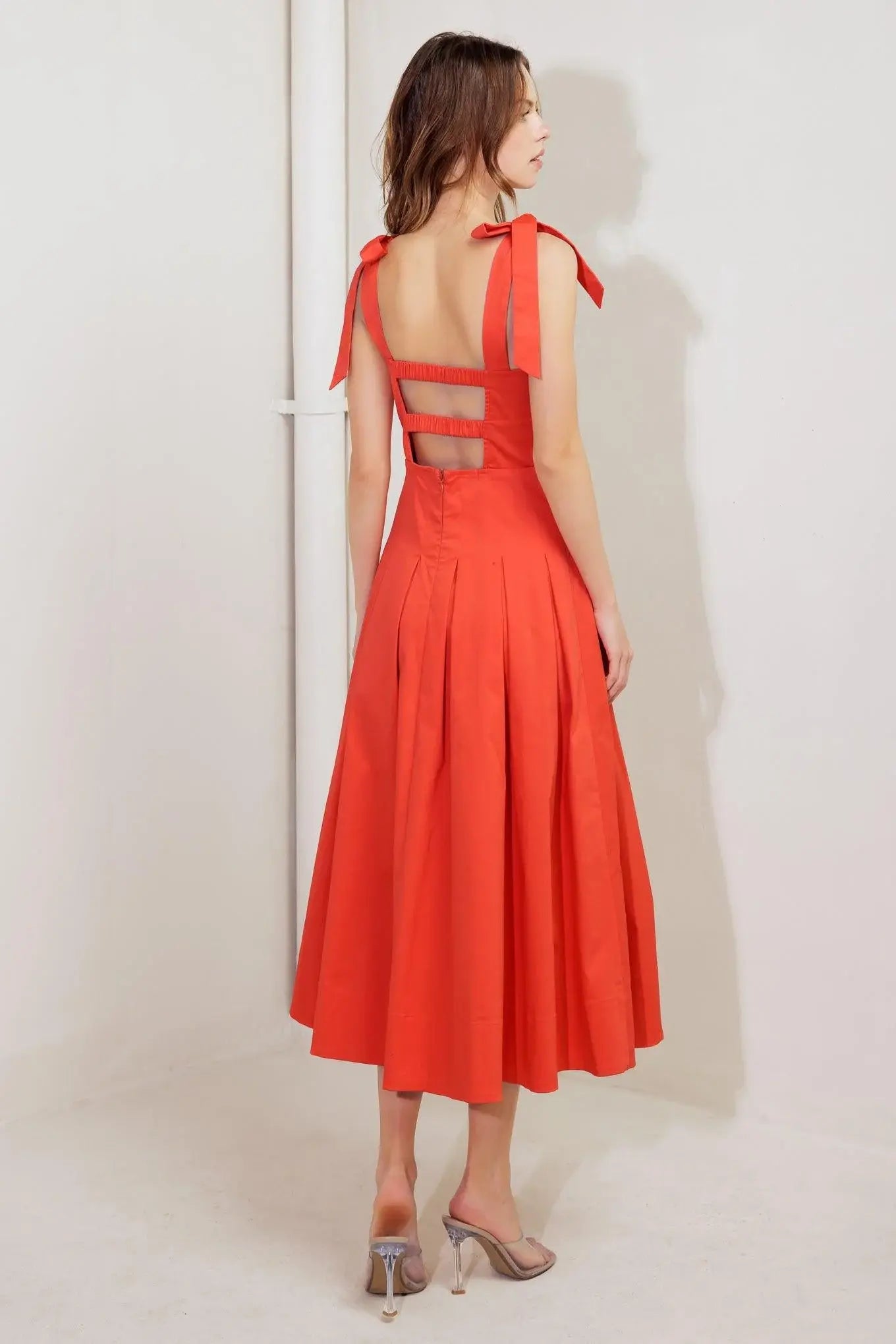GENTLE SHADE WOVEN MIDI DRESS - Flying Tomato - Flyclothing LLC
