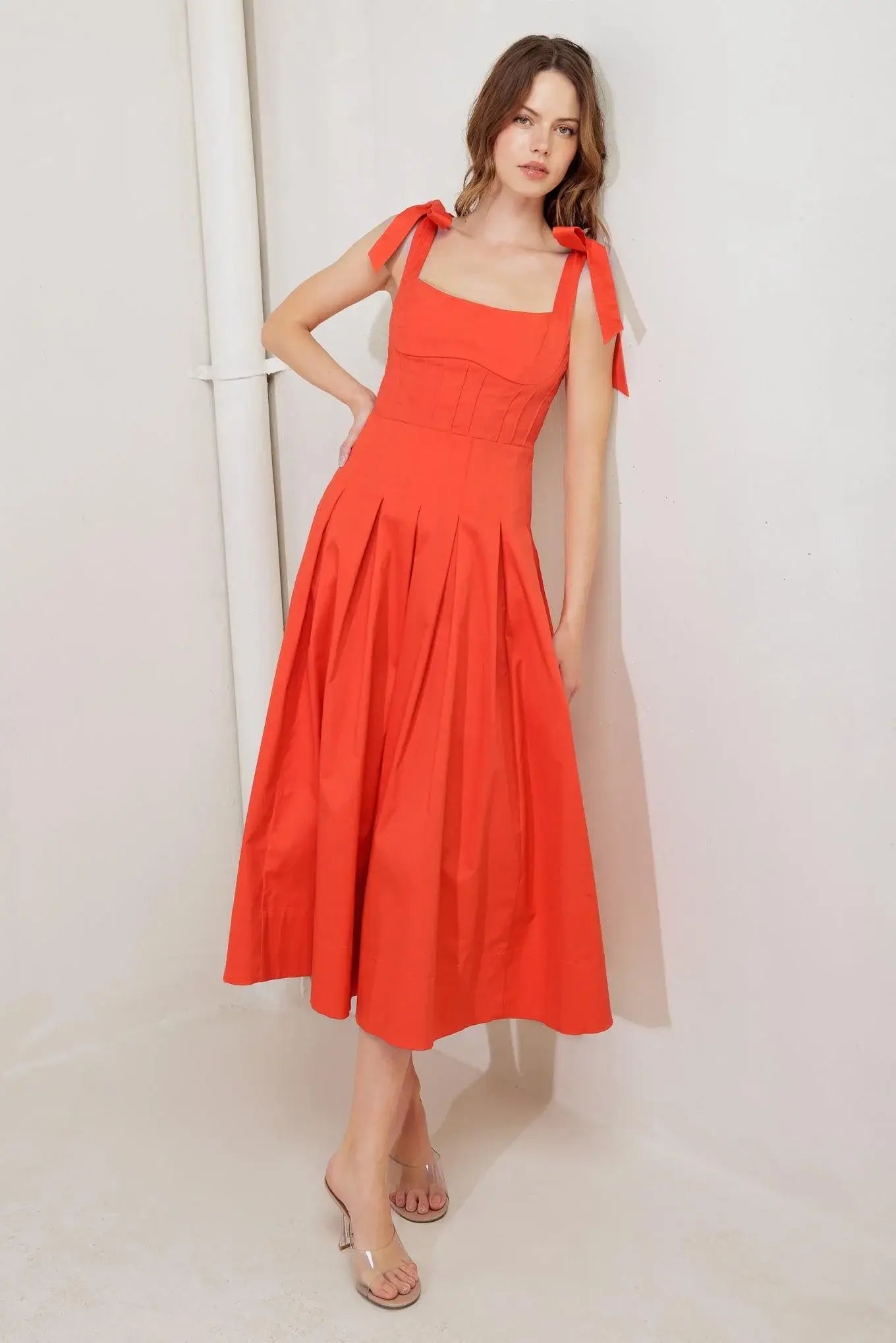GENTLE SHADE WOVEN MIDI DRESS - Flying Tomato - Flyclothing LLC